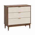 Commode basse à 3 tiroirs marron et blanc en panneaux MDF 80 x 40 x 90 cm