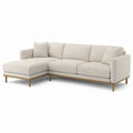 Canapé d'angle gauche 3 places beige en polyester avec pieds en bois massif 270 x 160 x 85 cm