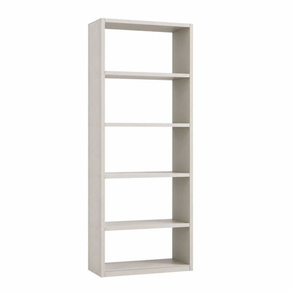 Bibliothèque haute 5 niches beige en panneaux de particules 60 x 30 x 180 cm