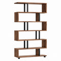Bibliothèque étagère ouverte marron noyer et noir en panneaux MDF et acier 80 x 30 x 180 cm
