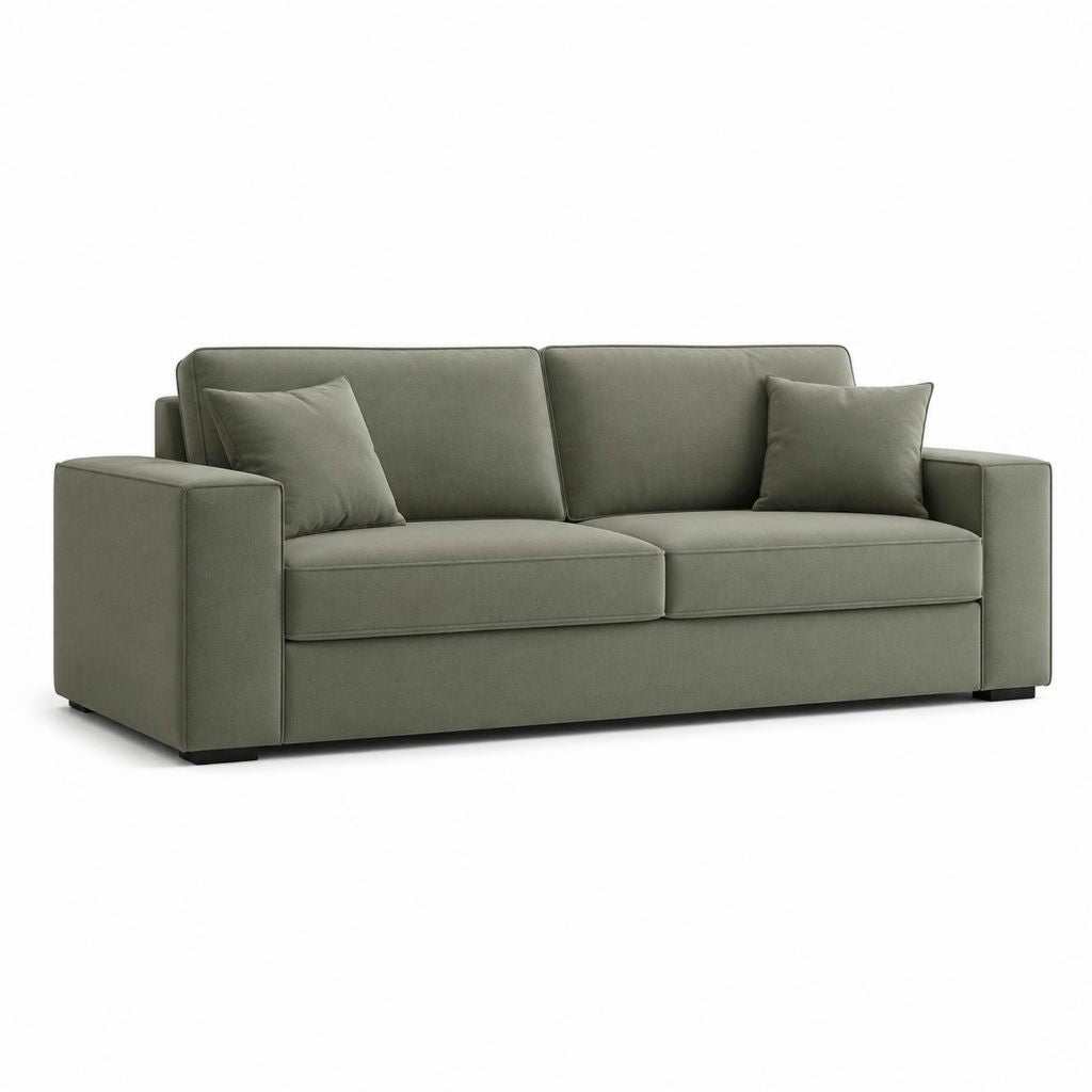 Canapé droit 3 places vert olive en polyester 200 x 90 x 85 cm