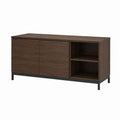 Meuble TV 2 portes noyer foncé en panneaux de particules 120 x 40 x 70 cm