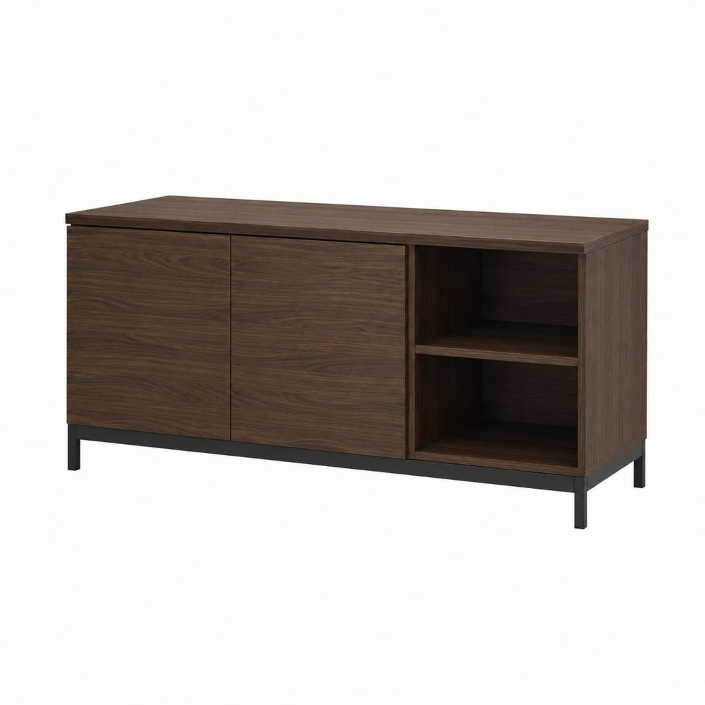 Meuble TV 2 portes noyer foncé en panneaux de particules 120 x 40 x 70 cm