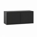 Meuble TV noir en MDF rectangulaire à 2 portes rainurées 120 x 40 x 60 cm