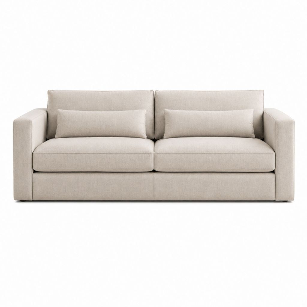Canapé 3 places beige en polyester forme droite 220 x 92 x 85 cm