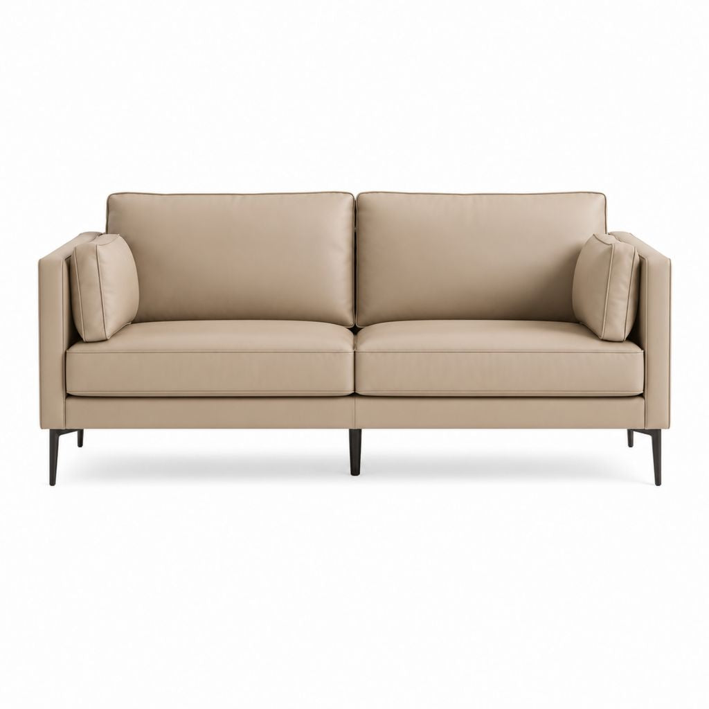 Canapé 2 places beige en cuir synthétique PU 160 x 85 x 85 cm