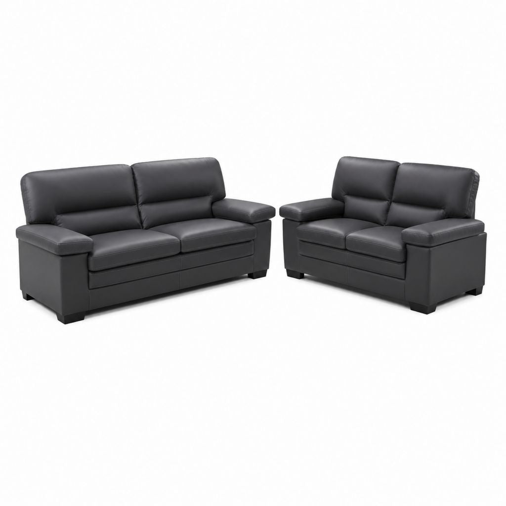 Ensemble canapés 3 places et 2 places noir en similicuir PU 191 x 86 x 89 cm et 147 x 86 x 89 cm