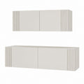 Ensemble meuble TV mural blanc en panneaux MDF rectangulaires 180 x 40 x 45 cm et 140 x 30 x 45 cm