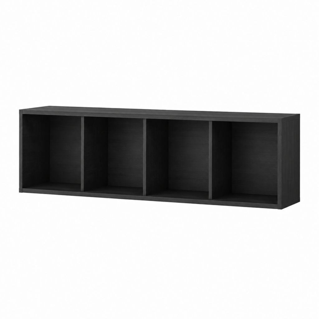Meuble TV à 4 niches noir en panneaux de particules 147 x 39 x 39 cm