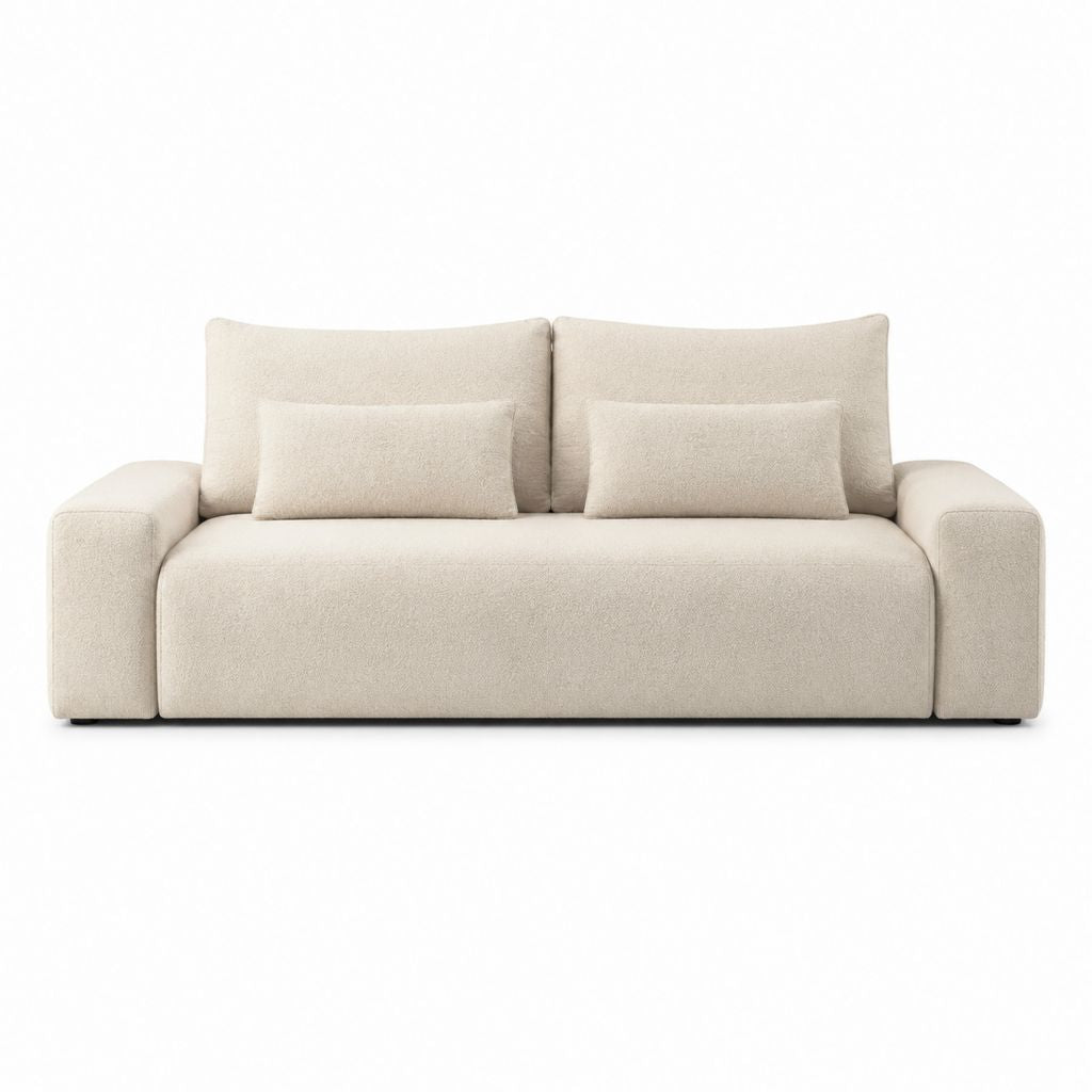 Canapé 2 places beige en polyester bouclé 200 x 95 x 82 cm