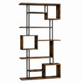 Bibliothèque ouverte asymétrique 80 x 30 x 180 cm brun noyer et acier noir